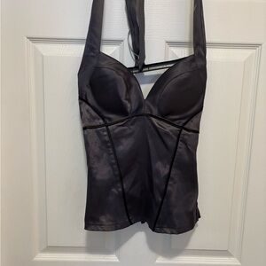 Charlotte Russe Dark Gray Satin Bra Top